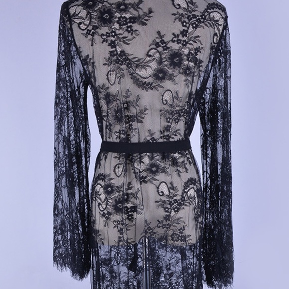 LONG SLEEVE LACE MAXI KIMONO COVERUP CARDIGAN - Picture 9 of 9